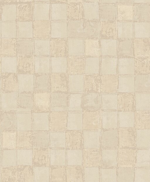 rasch taupe   - Goud  linnen squares- vlies