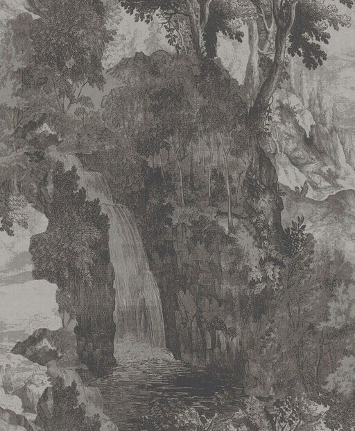 The Empress garden waterfall nocturne vinyl op vlies oogt als zijde