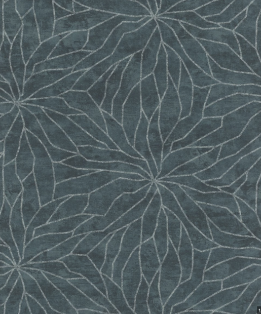 petrol grijs fantasie graphic flower vlies