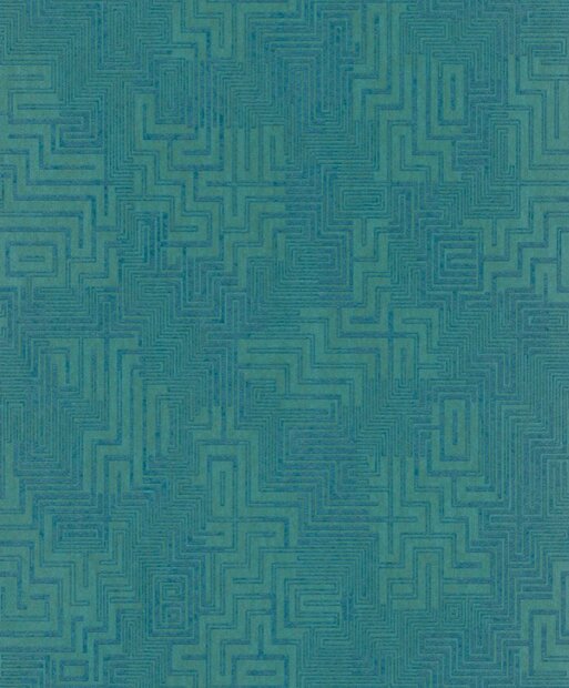 petrol groen grafisch  metallic vlies