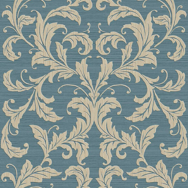 GRANDDUCHESS VLADIMIR blauw gold vintage damast  metallic oriental barok vlies