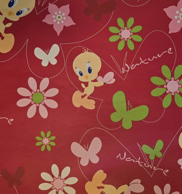 Tweety behang rood 