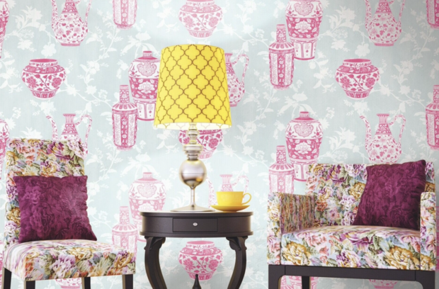 oriental vases by nina hancock exclusive wallpapers   2 e foto voorbeeld op muur andere kleur