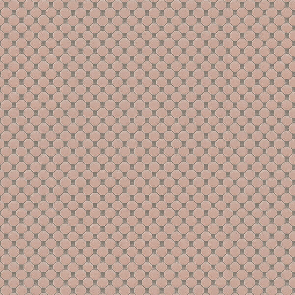 art deco geometrisch  taupe pink relief dots oogst als velours vinyl op vlies