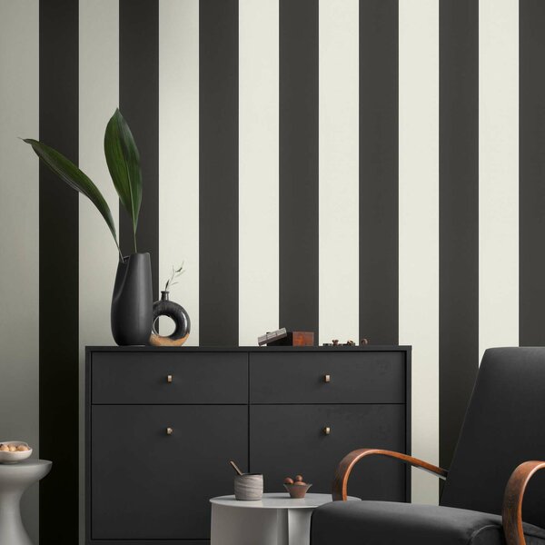 zwart wit linnen look vinyl behang