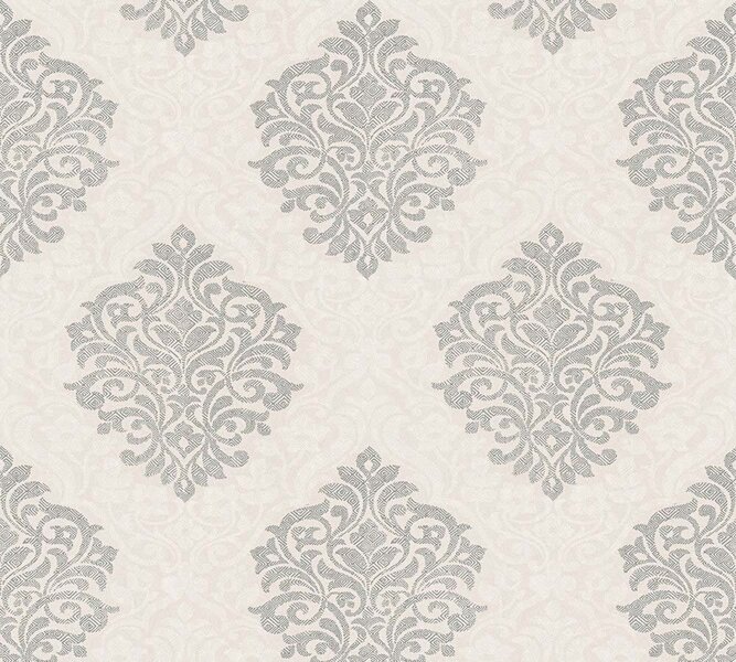 Vlies behang  barok  off white wit zilver vlies