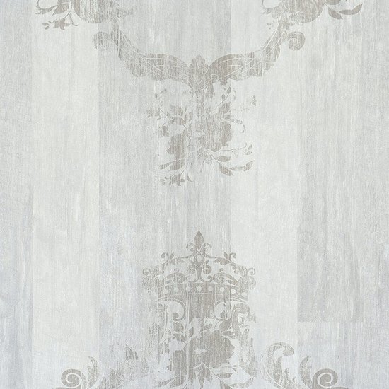 BN wallcoverings Elements off white dusted grey hampton beach house wood with royal emblem  vinyl op vlies pakket 