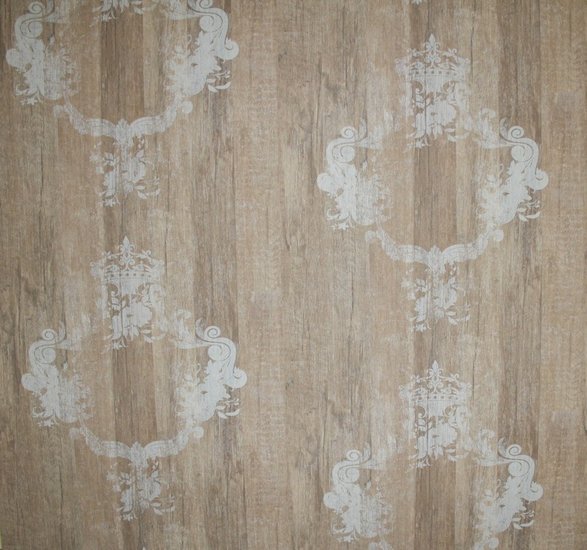 BN wallcoverings Elements middle brown taupe hampton beach house wood with royal emblem 