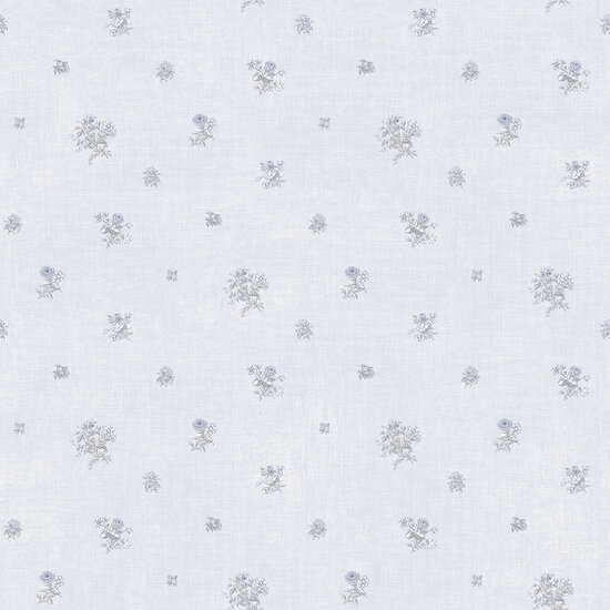 jardin chic vlies petit fleur soft grijs blauw  vlies