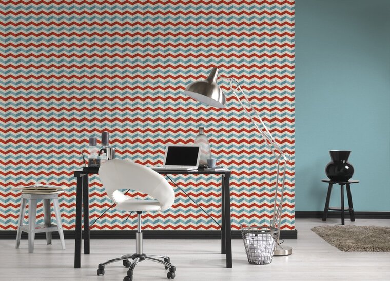 retro waves scandinavian    vinyl op vlies behang