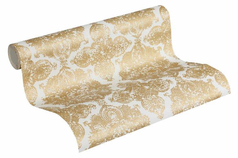 dubai hotel chic wit goud met diamond dust glitter op goud vinyl op vlies