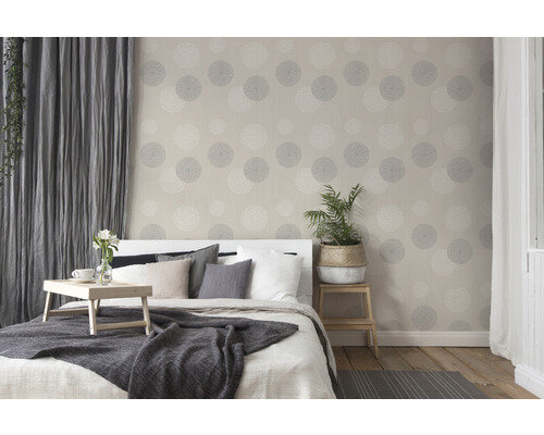 A.S. CR&Eacute;ATION Vliesbehang 93791-2 Casual Living cirkels beige
