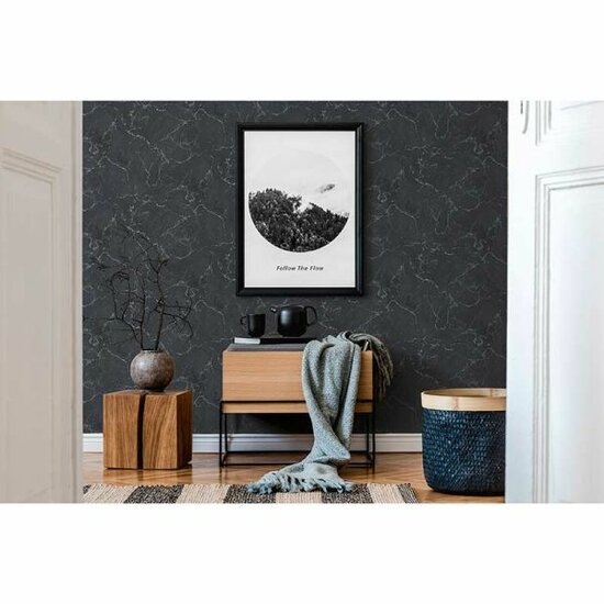 AS Creation Michalsky Living Change Is Good 37991-3 - 379913 - antraciet / Wit  marmer vinyl glans op vliesa